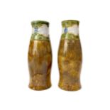 A PAIR OF ROYAL DOULTON LAMBETH STONEWARE VASES