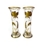 A PAIR OF ART NOUVEAU GLASS VASES