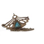 AN ART NOUVEAU TURQUOISE BROOCH BY BARNET HENRY JOSEPH