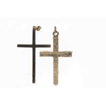 TWO NINE CARAT GOLD CROSS PENDANTS