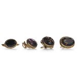 FOUR GOLD GEM SET SEAL FOBS