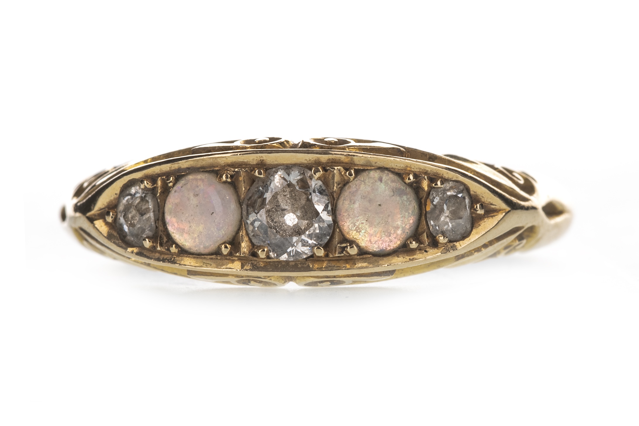 AN OPAL AND DIAMOND RING