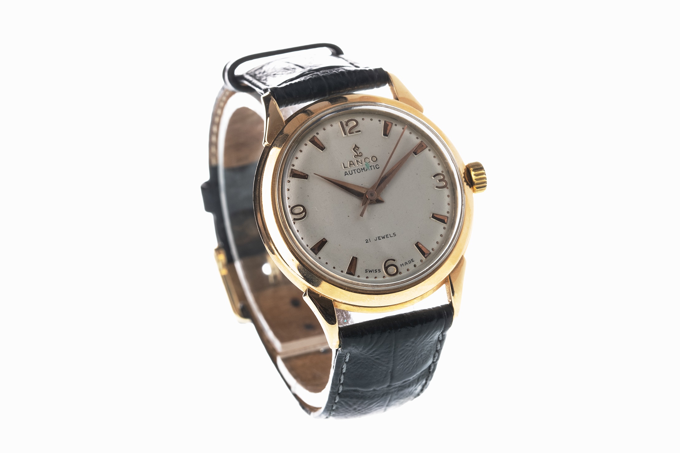 A GENTLEMAN'S LANCO AUTOMATIC EIGHTEEN CARAT GOLD WRIST WATCH