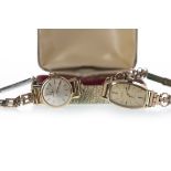 TWO LADY'S GOLD PLATED OMEGA MANUAL WIND WRIST WATCHES