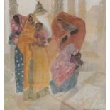 WOMEN AT JAIN, RAJASTHAN, A MIXED MEDIA BY BRENDA LENAGHAN