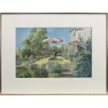 KILMACOLM GARDEN, A WATERCOLOUR BY JUNE SHANKS