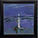 THE MOON IN JUNE IN DUNOON, AN ACRYLIC BY SHELAGH CAMPBELL