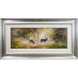 DEER BY WOODLANDS, AN ACRYLIC BY ALAN MORGAN