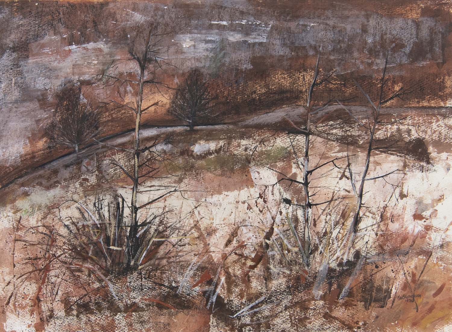 AUTUMNAL LANDSCAPE, A MIXED MEDIA BY MELVILLE BROTHERSON - Image 2 of 2