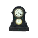 A LATE 19TH CENTURY MANTEL CLOCK/BAROMETER COMPENDIUM