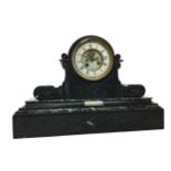 A LATE 19TH CENTURY BLACK SLATE MANTEL CLOCK