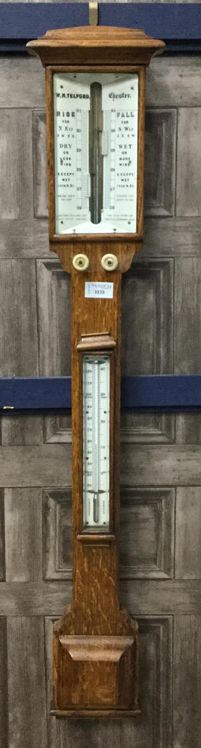 AN EARLY 20TH CENTURY STICK BAROMETER BY W.N. TELFORD