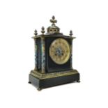 A LATE 19TH CENTURY BRASS & CHAMPLEVE ENAMEL MANTEL CLOCK