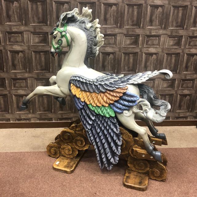 A CARVED AND PAINTED WOOD PEGASUS - Image 2 of 5