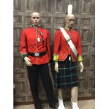 A LOT OF MILITARY DRESS, ON TWO MANNEQUINS