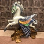 A CARVED AND PAINTED WOOD PEGASUS