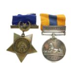 A VICTORIAN EGYPT MEDAL AWARDED TO PTE. J. GRIEG ALONG WITH A KHEDIVE STAR