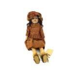 A 19TH CENTURY GERMAN BISQUE HEADED DOLL