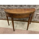 A 19TH CENTURY MAHOGANY TURNOVER TEA TABLE