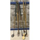 A LOT OF EIGHT HICKORY SHAFTED GOLF CLUBS