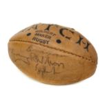 A GILBERT MINIATURE RUGBY BALL SIGNED BY MEMBERS OF 1979 ALL BLACKS TEAM