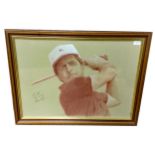 GOLFING INTEREST - AN AUTOGRAPHED PASTEL PORTRAIT OF GARY PLAYER