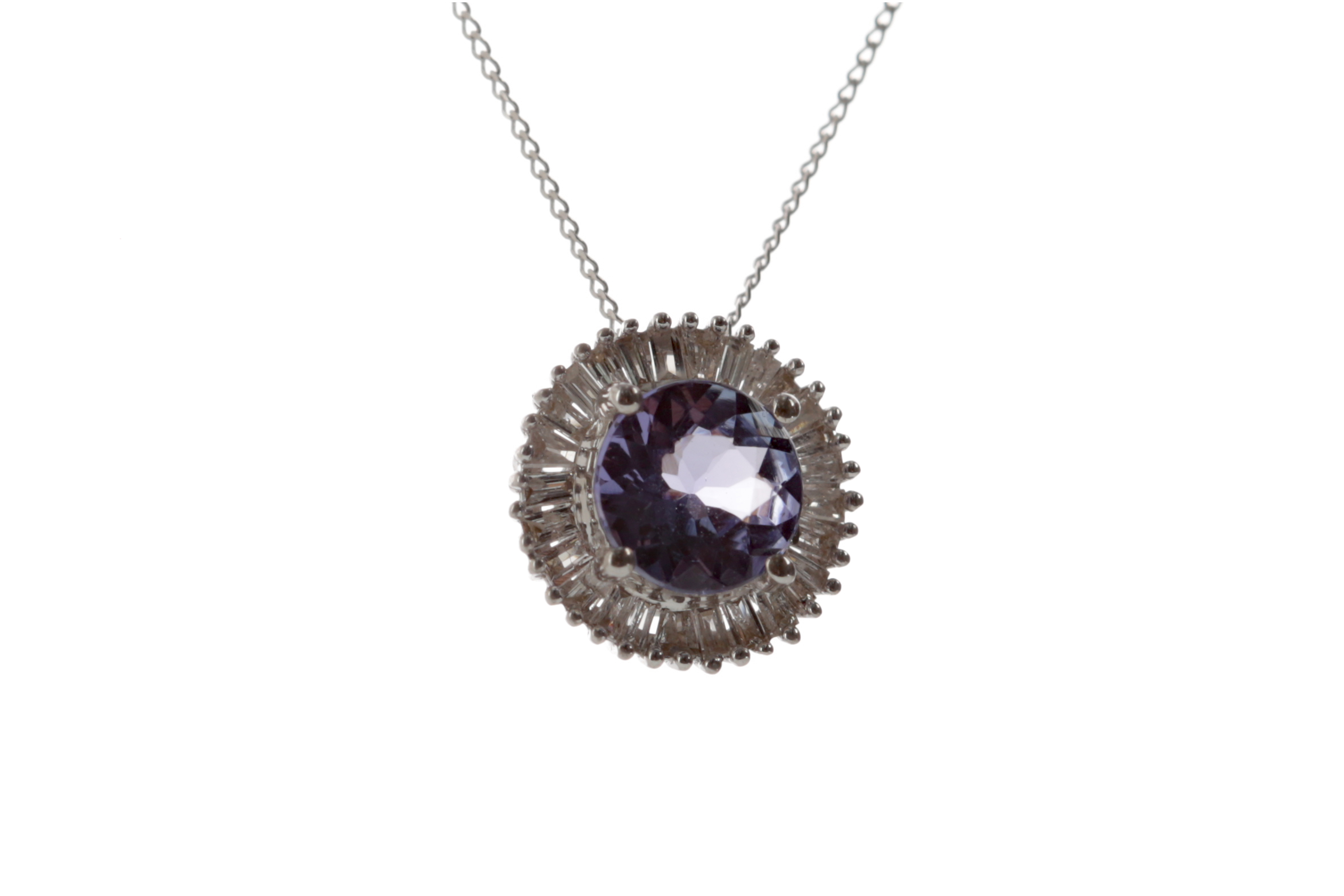 A TANZANITE AND DIAMOND PENDANT