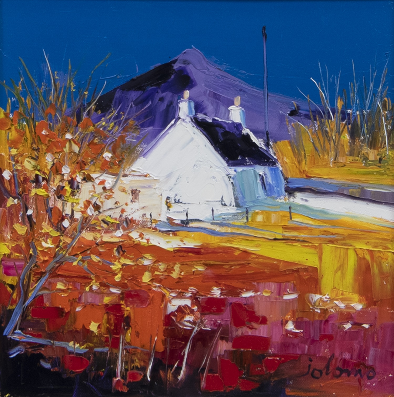 AUTUMN AT BEN MORE, ISLE OF MULL, AN OIL BY JOLOMO - Image 2 of 2