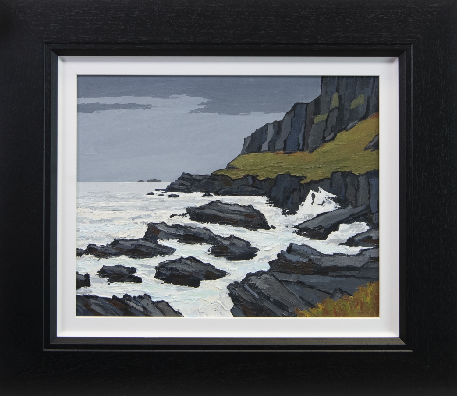 ROUGH SEAS ON THE EAST COAST OF LEWIS, AN OIL BY DAVID BARNES