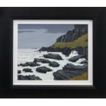 ROUGH SEAS ON THE EAST COAST OF LEWIS, AN OIL BY DAVID BARNES