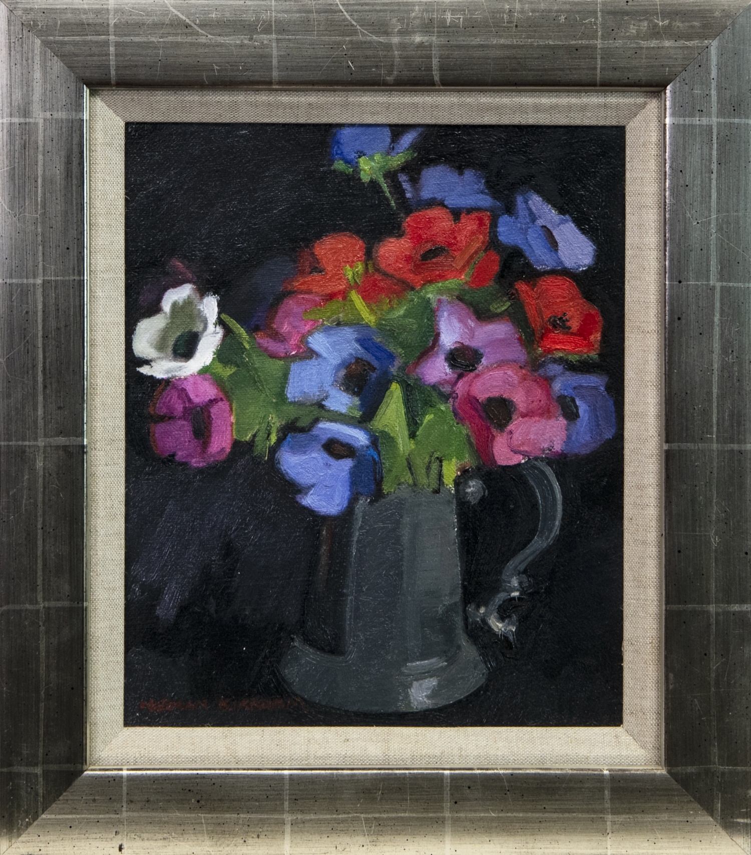 A PINT OF ANEMONES, AN OIL BY NORMAN KIRKHAM