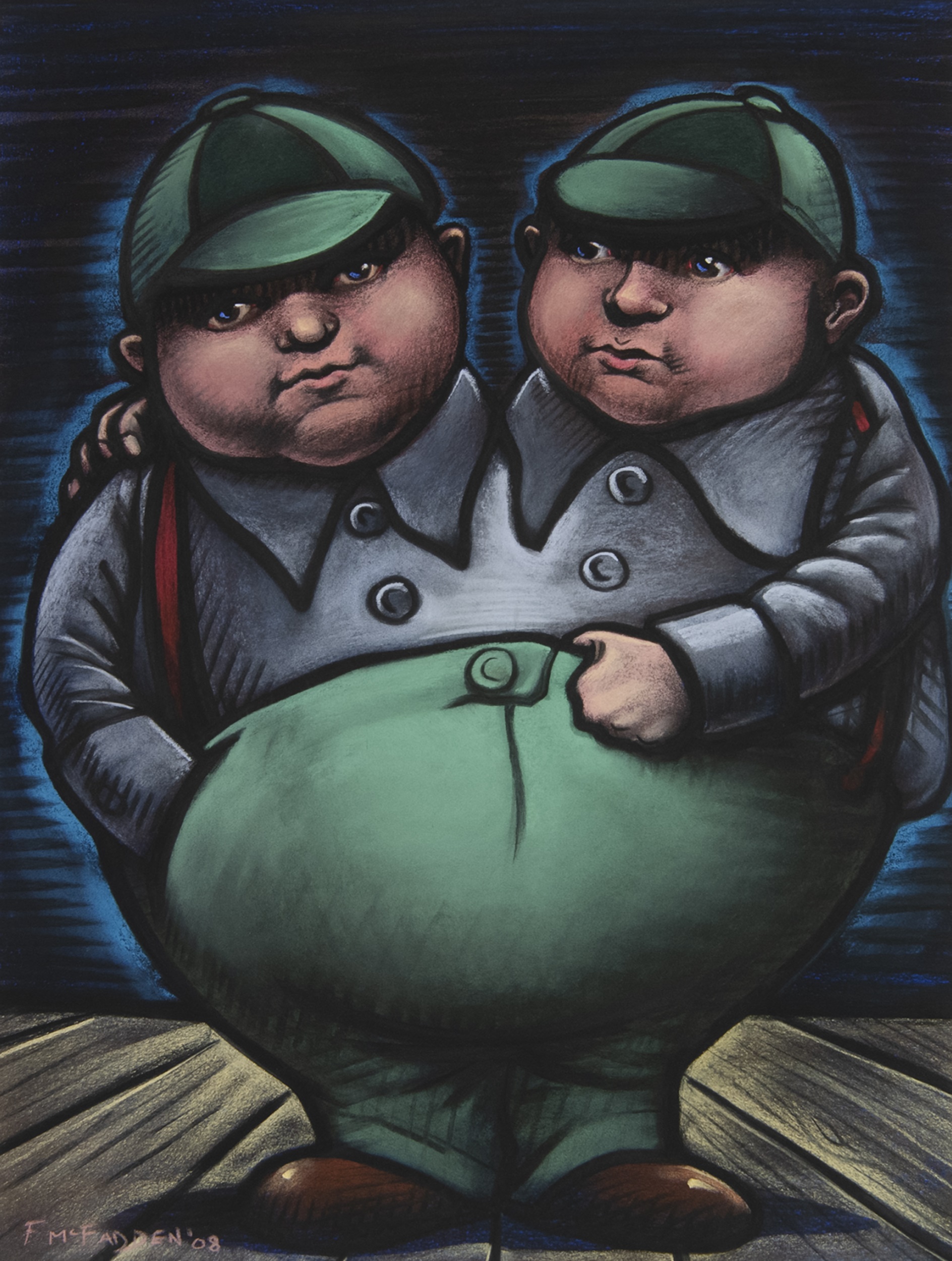 TWEEDLE-DEE AND TWEEDLE-DUMB, A PASTEL BY FRANK MCFADDEN - Image 2 of 2