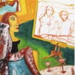 ON THE EASEL, AN OIL BY JOHN BELLANY