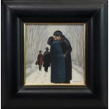 ROMANCE IN THE SNOW, AN OIL BY SAM SKELTON