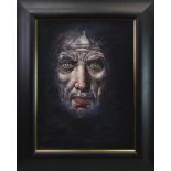 GREEN EYES, A PASTEL BY PETER HOWSON