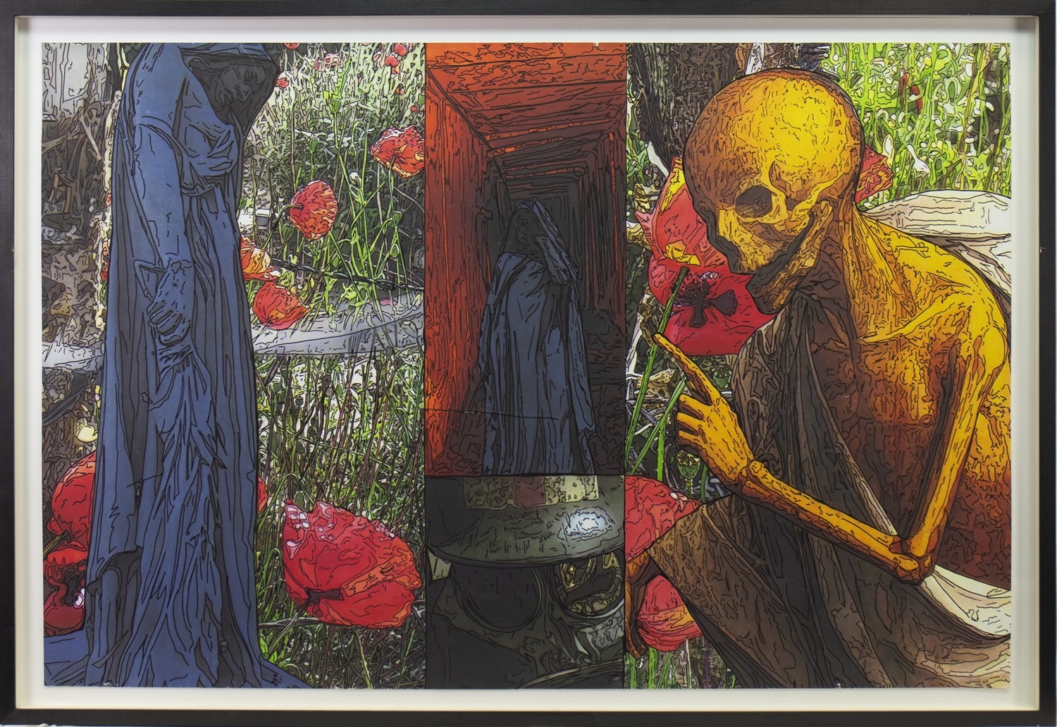 LIFE AND DEATH, A MIXED MEDIA PRINT BY PETER J SCOTT