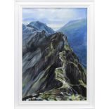 AONACH EAGACH RIDGE, GLENCOE, AN ACRYLIC BY HELEN MCDONALD MATHIE