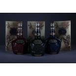 CHIVAS REGAL ROYAL SALUTE AGED 21 YEARS RUBY, SAPPHIRE AND EMERALD FLAGONS