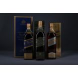 JOHNNIE WALKER BLUE LABEL, GOLD LABEL AGED 18 YEARS AND PURE MALT AGED 15 YEARS