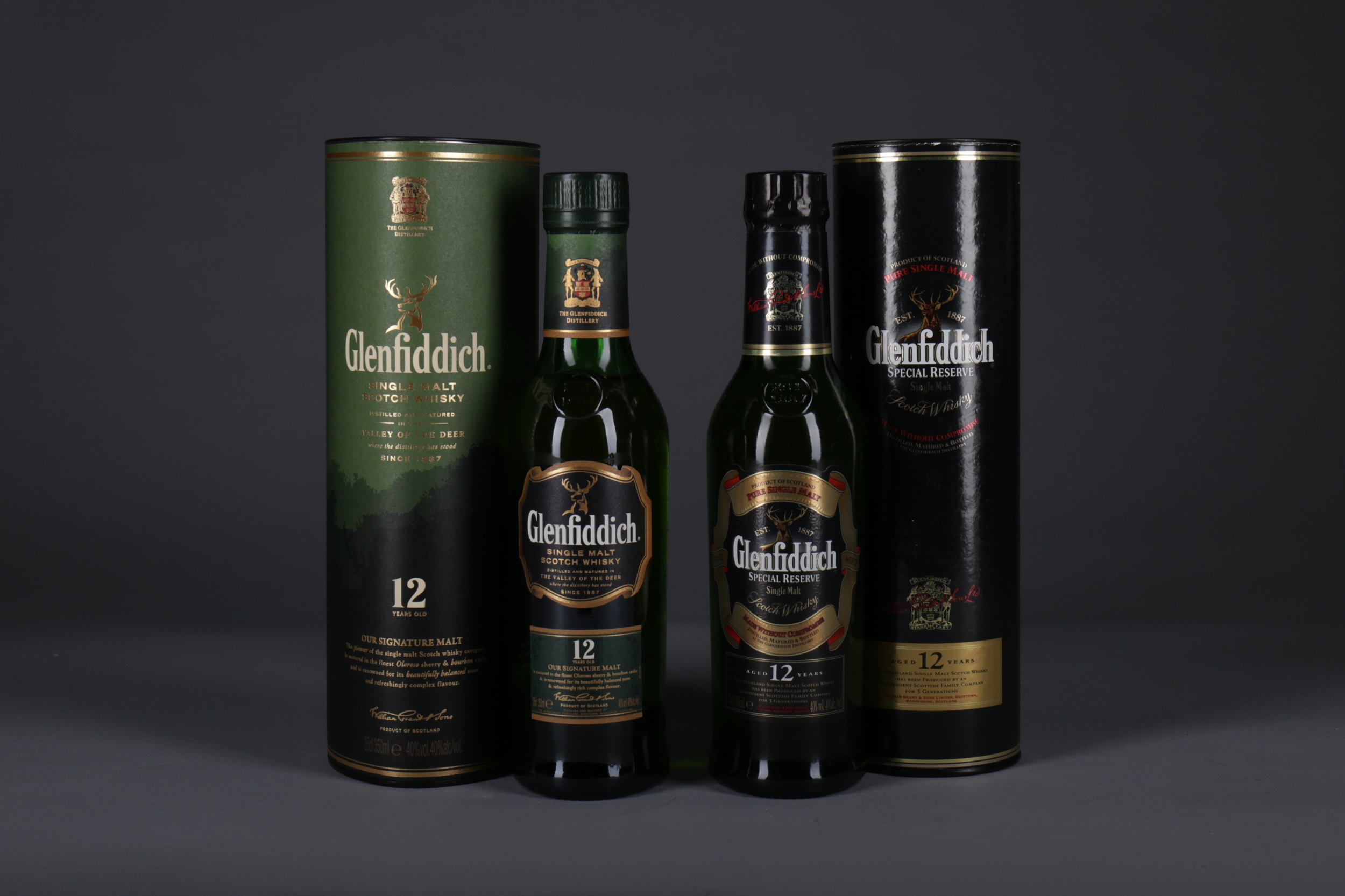 TWO HALF BOTTLES OF GLENFIDDICH 12 YEARS OLD