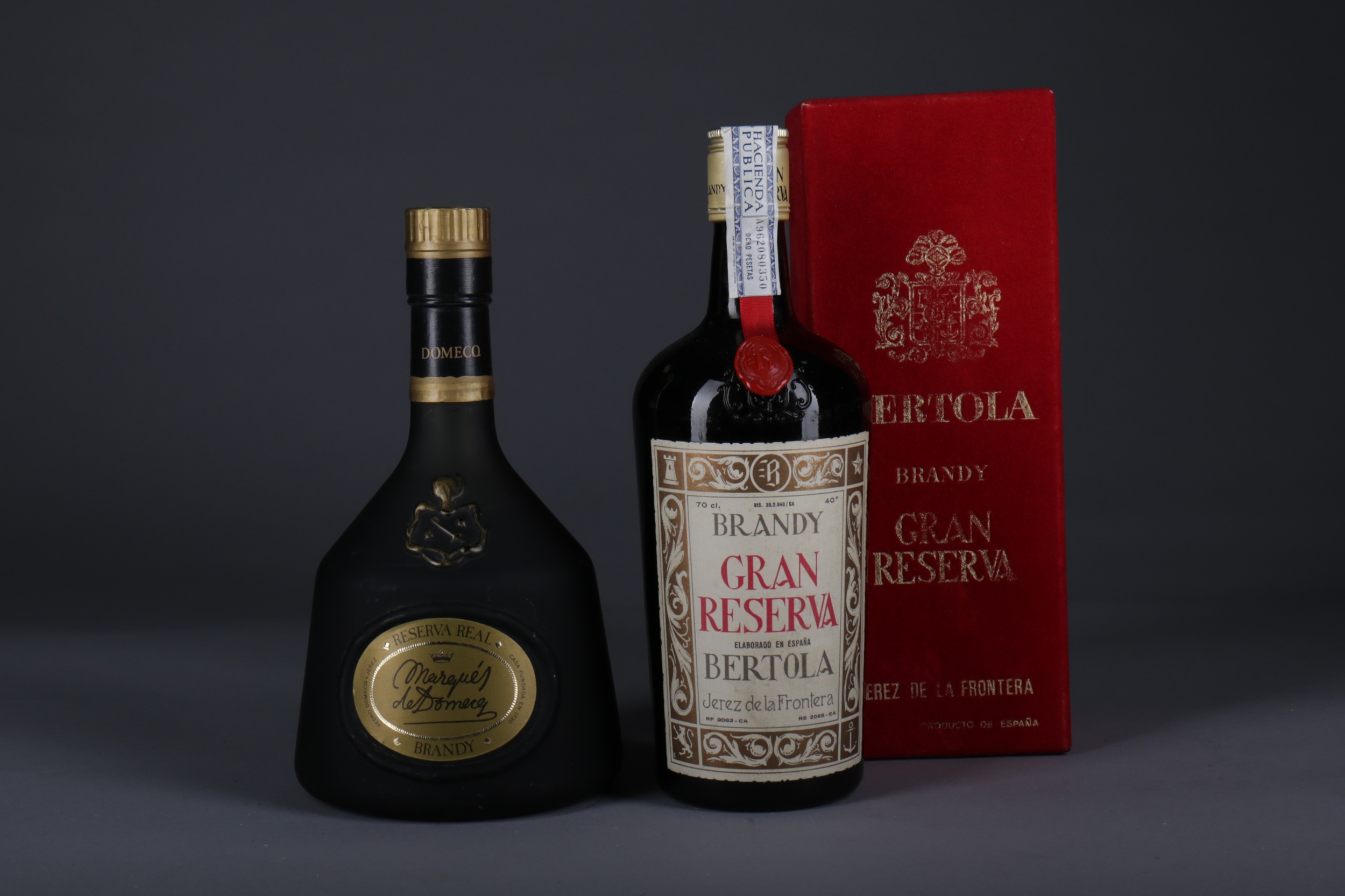 TWO BOTTLES OF SPANISH BRANDY