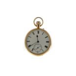 A NINE CARAT GOLD OPEN FACE KEYLESS WIND POCKET WATCH