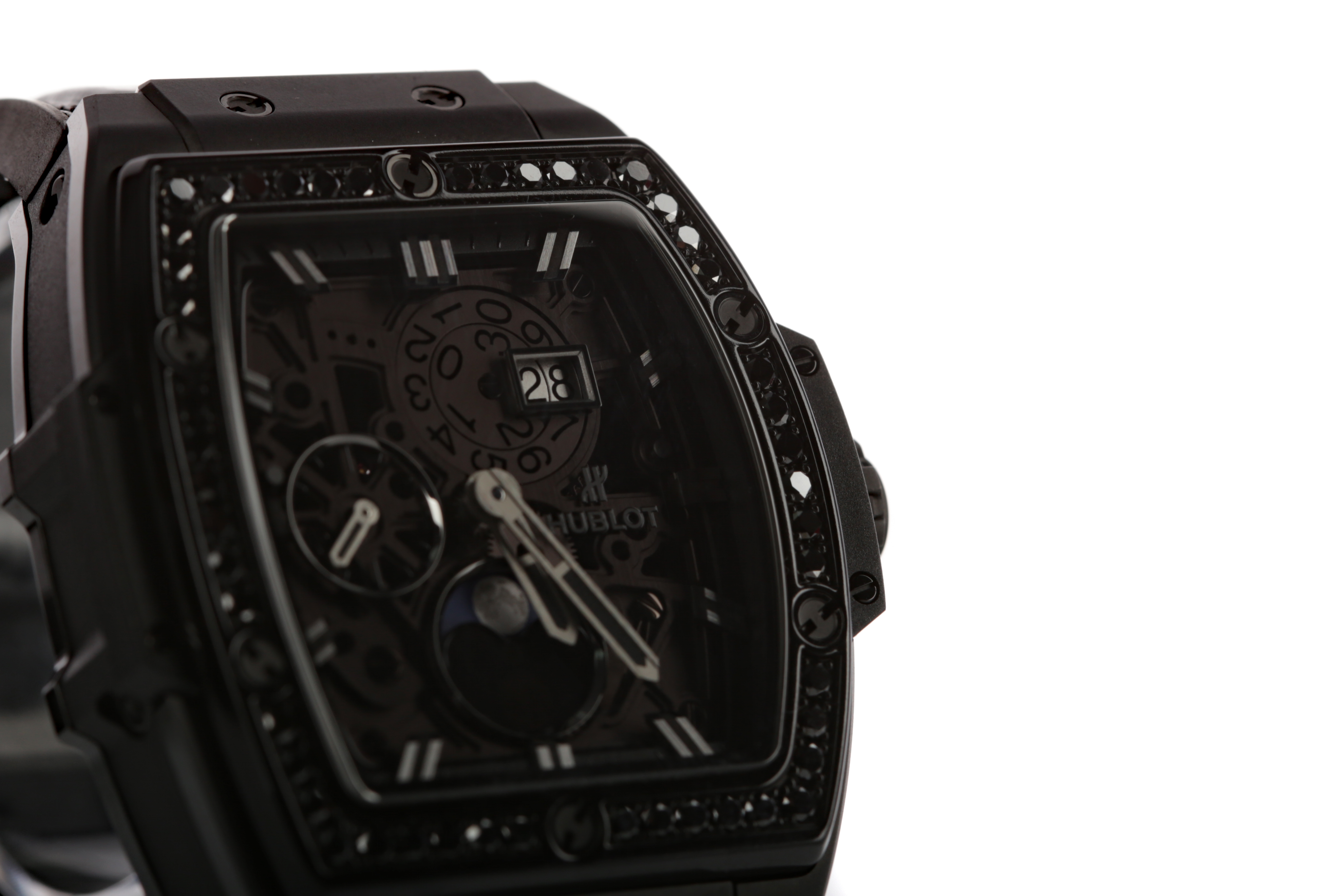 A GENTLEMAN'S HUBLOT 'SPIRIT OF BIG BANG' MOONPHASE BLACK DIAMOND SET AUTOMATIC WRIST WATCH - Image 2 of 2