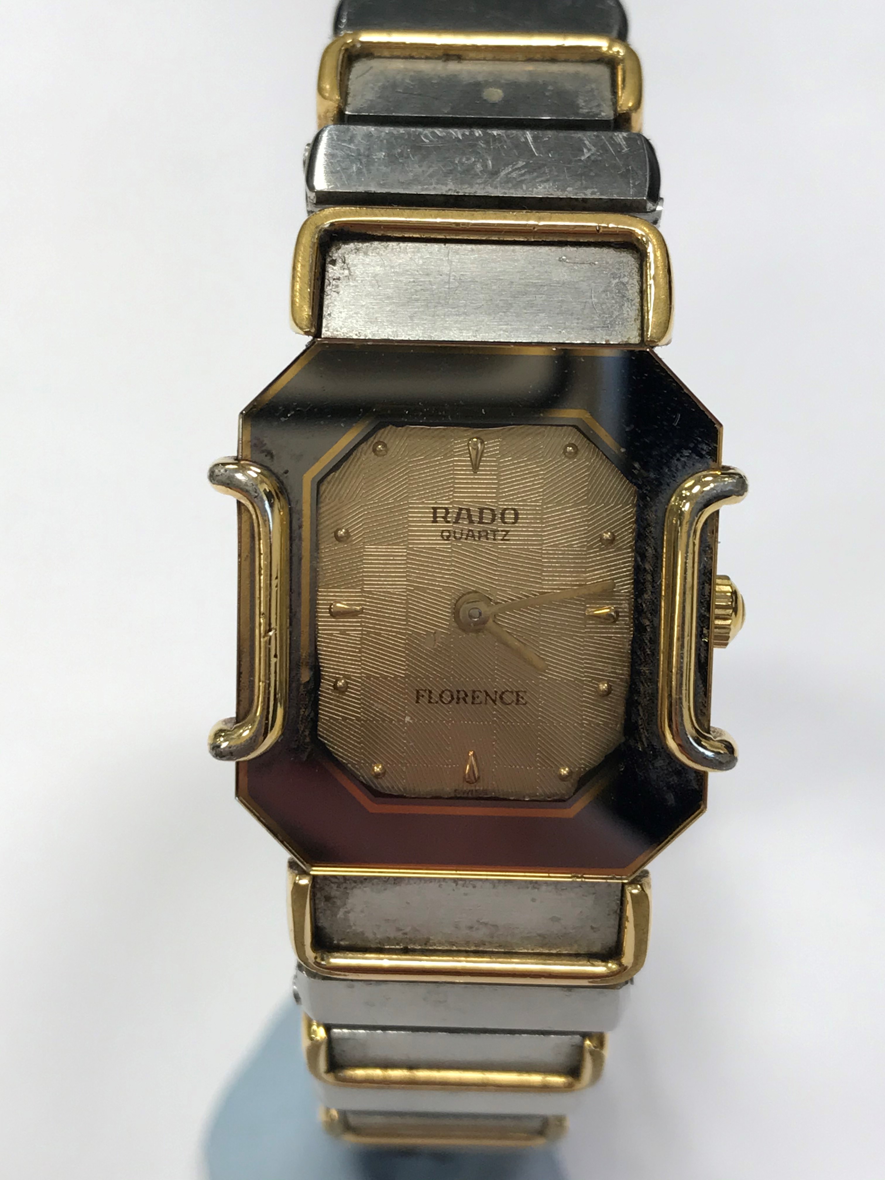 A LADY'S RADO FLORENCE BI COLOUR STAINLESS STEEL QUARTZ WRIST WATCH