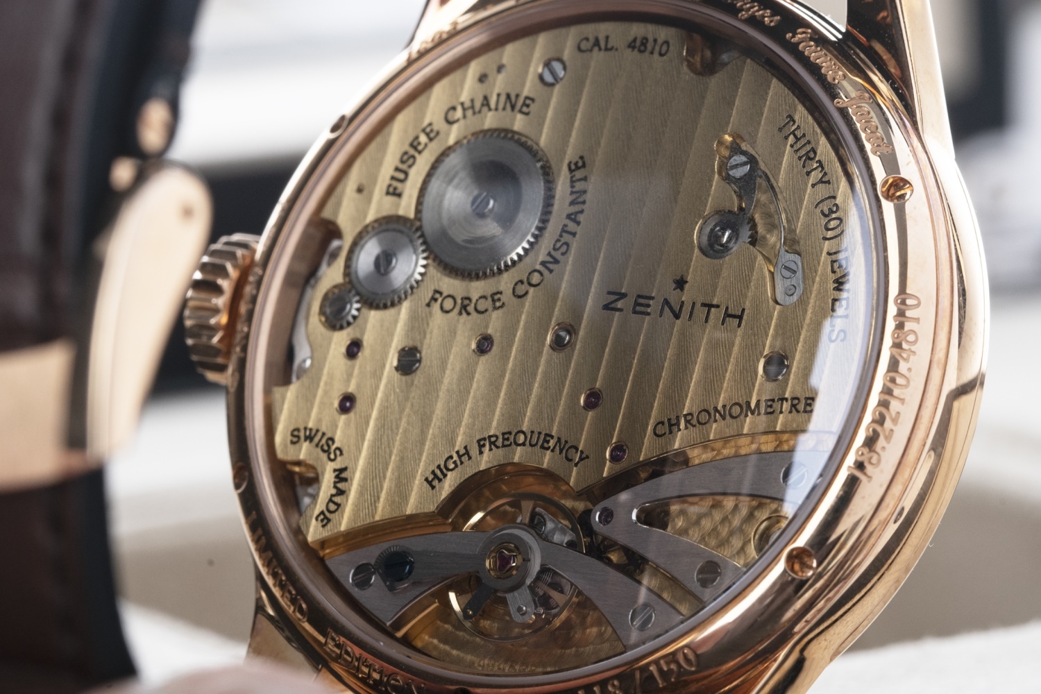 A GENTLEMAN'S ZENITH ACADEMY GEORGES FAVRE-JACOT EIGHTEEN CARAT GOLD FUSEE AND CHAIN MANUAL WIND WAT - Image 2 of 4