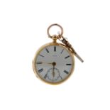 AN EIGHTEEN CARAT GOLD OPEN FACE KEY WIND POCKET WATCH