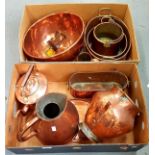 MISCELLANEOUS METAL WARE, INCLUDING A COPPER HAYSTACK MEASURE, COPPER KETTLE, BOWLS AND PANS, ETC