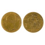 GOLD COIN. SOVEREIGN 1882 AND HALF SOVEREIGN, 1905