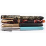 FOUR VARIOUS VINTAGE FOUNTAIN PENS, COMPRISING PARKER, BURNHAM AND SHEAFFER (2)