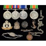 WWII GROUP OF THREE DEFENCE MEDAL, WAR MEDAL, POLICE EXEMPLARY SERVICE MEDAL EIIR SERGT LEWIS